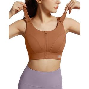 VFUS Adjustable High Impact Sports Bras for Women Zip Front Full Coverage and Lift Padded Compression Tops L