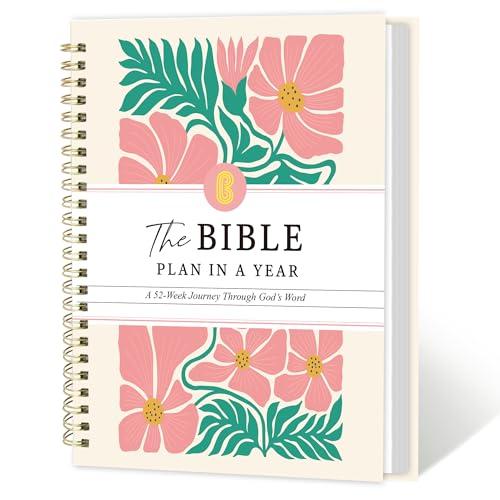 The Bible in a Year: A 52-Week Study Bible Study Guide, Spiral Bible Journal with Thick Paper & Hard Cover for Women | Ideal for Daily Devotions, Group Study, Home/Church