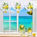 Embroidered Summer Lemon Kitchen Curtains Valances 58 x 15 Inch Yellow Lemon Window Treatment Valance Fresh Fruit Flower Leaf Curtain for Bedroom Bathroom Living Room Decor
