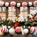 Tuanse 12 Pcs Candy Christmas Decorations Paper Lanterns DIY Ornaments Set with 8 Inch Paper Lanterns 6.6 ft Christmas Garland and Tools for Holiday Xmas Indoor Outdoor Decor(Red White Candy)