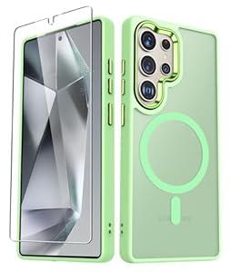 for Samsung Galaxy S25 Ultra Case, Matte Magnetic Phone Case  Support for Magsafe, Translucent Frosted Shockproof Protective Cover for Samsung Galaxy S25 Ultra, Mint Green