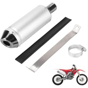 28mm 1.1 Inch Exhaust Muffler Pipe Kit for 50cc 70cc 90cc 110cc 125cc 150cc CRF50 XR50 KLX Coolster SSR Thumpstar TTR YCF Lifan Apollo Chinese Pit Trail Dirt Bike Mini Bike ATV Silver