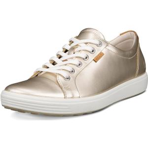 ECCO Womens Soft 7 Sneaker (12-12.5, Pure White Gold Leather)