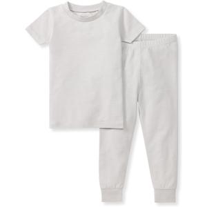 Burt's Bees Baby Unisex Honeysoft 2-PC Pajamas, Jersey Slub Short Sleeve Tee and Pant Pj Set Organic Cotton & Lyocell Blend (Gray)