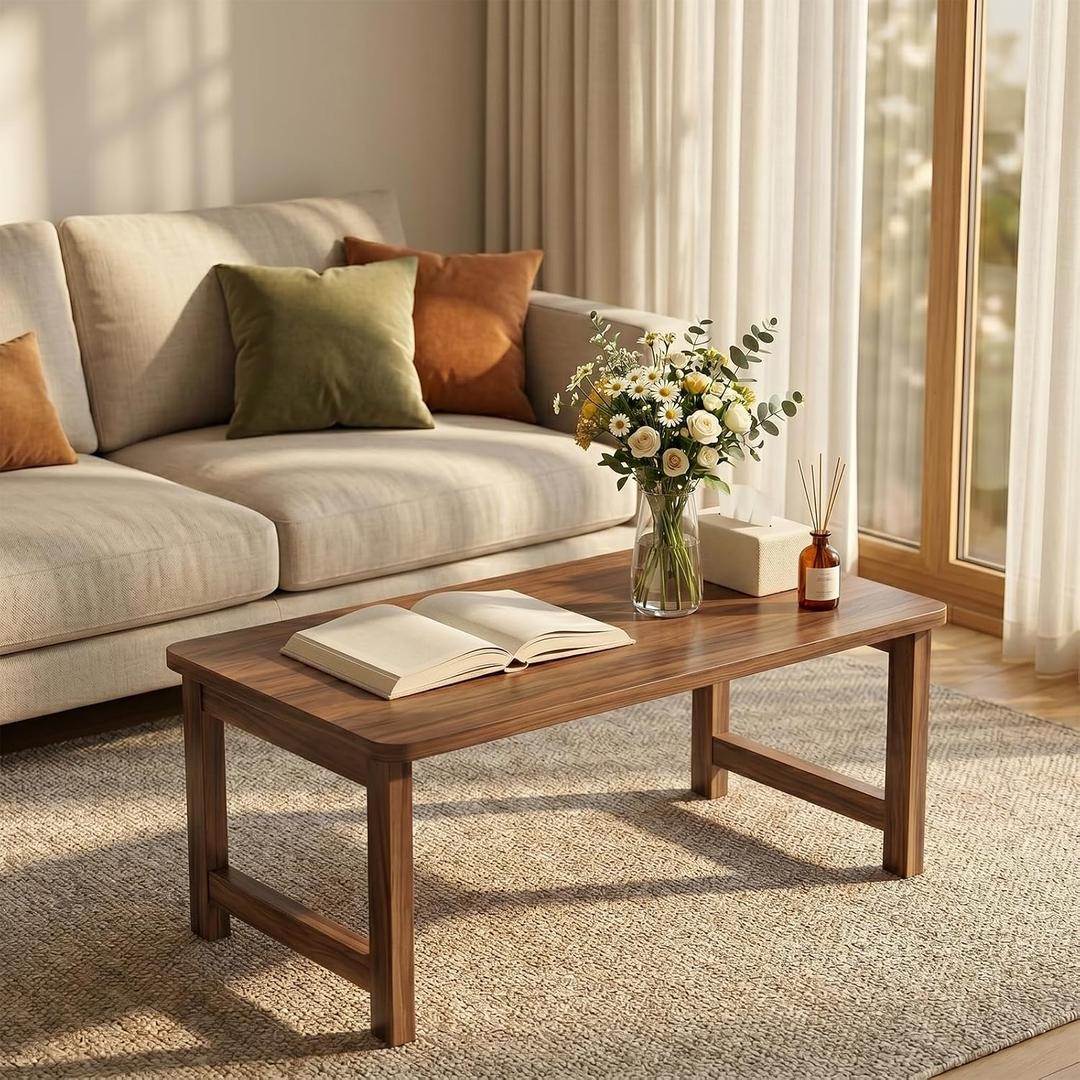 Japanese Folding Coffee Table, Low Floor Desk (32 x 16 x 16", Walnut color), 31.5" x 15.7" x 15.7"