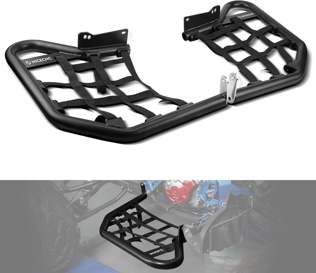 NICECNC Nerf Bars Foot Peg Heel Guard Nerf + Nets Compatible with Yamaha Raptor 700R 700 2006-2026