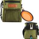 Dog Treat Training Pouch Easily Carries Pet Toys Kibble, Treats Built-in Poop Bag Dispenser 3 Ways to Wear Comes with a Foldable Silicone Bowl(Army Green)