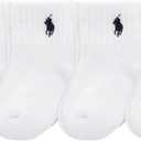 Polo Ralph Lauren Baby Sport Quarter Sock, 6 Pack, White Navy, Baby 6-12 Months