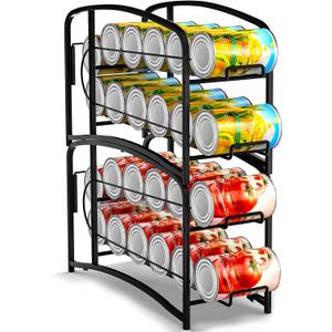 Auledio Stackable Beverage Can Dispenser Rack, Storage Organizer Holder for Canned food or Pantry Refrigerator,Black(2 Pack) (6 x 17.5 x 9 inches)