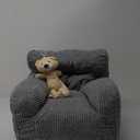 Kids Bean Bag Chair with a Plush Bear, Comfy Toddler Chair for Boys and Girls, Grey (23.62 inches x 23.62 inches x 21.2 inches)