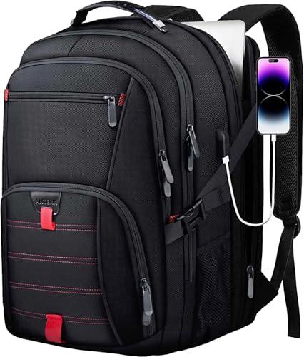 ANTERK Extra Large Travel Laptop Backpack, 17.3 Inch Carry on Backpack for Men Women with USB Port, 50L Anti Theft Water Resistant College Bussiness TSA Airline Approved Work Computer Backpack, Black