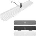 Faucet Guard - 90 Foldable Draining Mat for Kitchen Sink with 2 Drain Ports, Suitable for Bathroom, etc (White, 29.9"*5.9")
