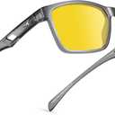 KastKing IllumiLens Night Vision Glasses, Night Driving Glasses for Men Women, Reduce Glare and Enhance Vision (Frame: Flatrock-matte Black/Lens: Yellow)