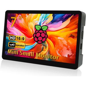 7'' Small HDMI Monitor 800x480 Raspberry Pi Screen with Case Second/Extend Screen for Raspberry Pi 5/4/3 Win11/10/8/7, Plug & Play, Dual Speakers, Non-Touch