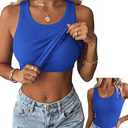 Zeagoo Tank Tops with Built in Bra for Women Sleeveless Crewneck Racerback Ribbed Fitted Tops Basic Summer Clothing 2026 L