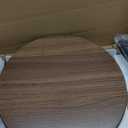 Round End Tables, Small Side Table Walnut Color MDF Top, Metal Frame Black, Tall End Table for Bed Room, Coffee Tea End Table for Living Room(Walnut+Black)