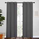 NICETOWN Bedroom Curtains Blackout Drapery Panels, Three Pass Microfiber Thermal Insulated Solid Ring Top Blackout Window Curtains/Drapes (Two Panels, 34 x 84 inches, Gray) (Grey)