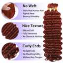 Human Braiding Hair for Boho Braids 3 Bundles/Pack 110g 14 Inch Deep Wave Bulk Human Hair for Braiding Curly Knotless 12A Brazilian Virgin Copper