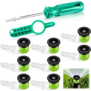 18 Pieces Sprinkler Nozzle Tool Kit Compatible with RainBird/Hunter Pop up Sprinkler Includes Variable Arc Nozzle with Filter &Sprinkler Rotor Adjustment Tool for Lawn Irrigation System(10Van)