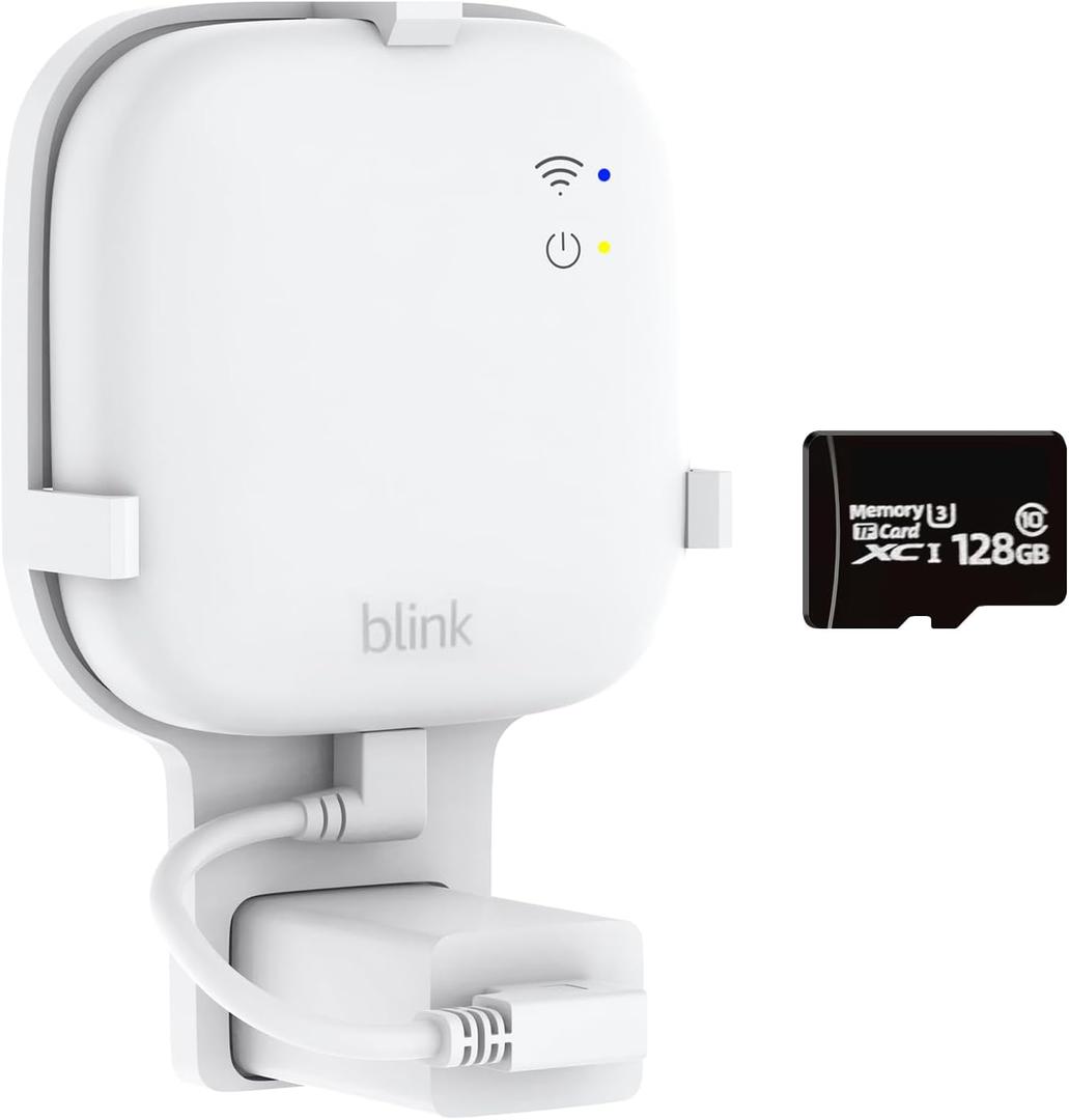 128GB Micro SD Card & Outlet Wall Mount for All-New Blink Sync Module XR, Module XR Accessories Wall Holder Mounting Bracket for Blink Outdoor Indoor Home Security System, with Short Cable