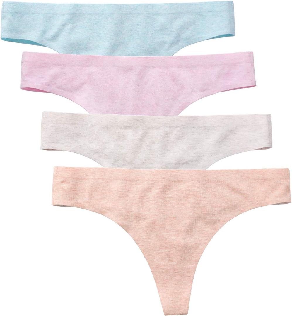 Wealurre Women's Cotton Thong Breathable Panties Low Rise Underwear (Medium)