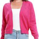 Urban CoCo Women's Long Sleeve V-Neck Open Front Shrugs Soft Knit Sweater Cardigan (Pink, M)