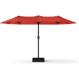 13FT Double-Sided Patio Umbrella with 48 Solar LED Lights, Large Rectangular Outdoor Market Umbrella with Crank Handle, Vented Canopy, Heavy-Duty 12 Rib Steel Frame, for Backyard, Garden, Pool, Orange