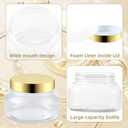 24 Pack 8 Oz Plastic Containers With Lids and Waterproof Label BPA Free - Refillable Transparent Cosmetic Containers for Body Butter,Sugar Scrubs,Cream,Lotions,Candy,Bath Salt (Gold, 8 oz)