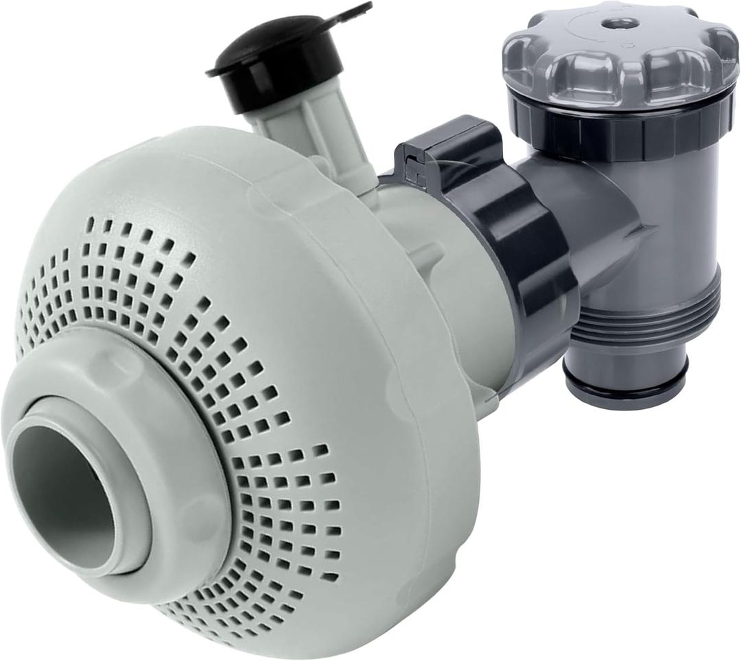 Pool Plunger Valve 12355 Large Inlet Air Nozzle Fits for Intex Above-Ground Pool Parts Replacement, On/Off Plunger Valve with Strainer also Compatible Frame Set & Ultra Frame Pool