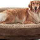 JOEJOY Orthopedic Dog Bed for Extra Large Dogs, Egg-Crate Memory Foam Pet Bed with Bolster Sides, Waterproof Lining, Removable Washable Cover & Non-Slip Bottom, Brown, Size: 48"l X 35"w X 7.5"th