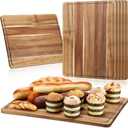 Nuogo 5 Pcs Large Acacia Wood Cutting Board 13 x 10Inch Wooden Chopping Board with Juice Groove Reversible Wood Cutting Board Charcuterie Chopping Butcher Block for Kitchen Fruit Meat Veggies