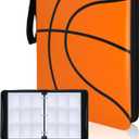 Basketball Card Binder, 9 Pocket Zipper Sports card binder, 720 Double Sided Pocket Waterproof Album, Basketball Cards Display Holder, Expandable, For Gaming Cards, Yugioh, MTG and Other TCG (Orange)