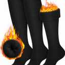 CTHH 3 Pairs Warm Knee High Socks for Women - Thick Cotton Thermal Boot Socks for Hiking, Running, Work, Gifts, Winter (One Size, Black)