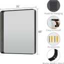 Koonmi Black Bathroom Mirror for Wall, 36x48 Inch Matte Metal Deep Framed Rounded Rectangle Wall Mirror for over Sink, Shatterproof Tempered Glass Mirrors for Bathroom, Hang Vertically or Horizontally