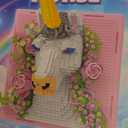 Pink Flowers Unicorn Animal 3D Wall Art Micro Mini Building Blocks Set, Unique Home Wall Decor or Table Display, No Compatible with Lego, Ideal Gift Toy for Adults & Boys Girls 14+ (1349 PCS)