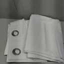 Diraysid 100% Blackout Curtains White Linen Curtains for Bedroom Grommet Thermal Insulated Room Darkening Drapes (2 Panels, W52 x L63 Inch)