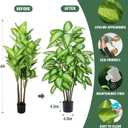 FLOWORLD Artificial Golden Dieffenbachia 4ft Tall Artificial Plants Indoor Decorative Silk Plants Potted Faux Tropical Tree Lifelike House Floor Large Fake Tree for Home Living Room