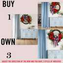 22IN Artifical Patriotic Wreath Fourth of July Wreath with Hydrangeas Ivy Spring Summer Wreath for Front Door Wall Decor Indoor Outdoor