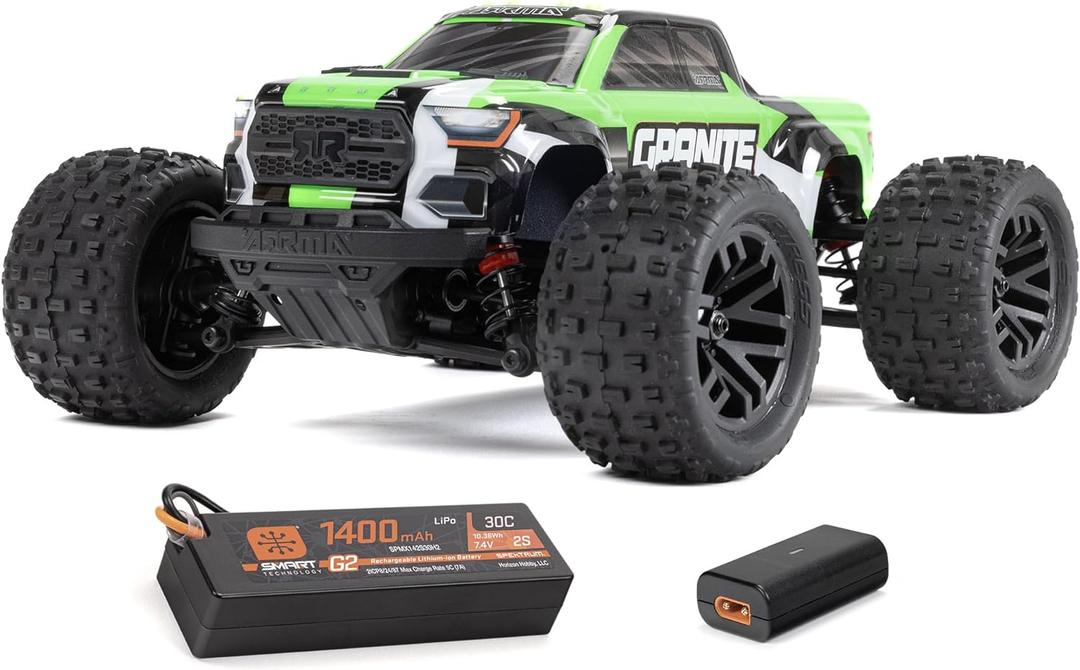 ARRMA RC Truck 1/18 Granite GROM MEGA 380 Brushed 4X4 Monster Truck RTR with Battery & Charger, Green, ARA2102T3