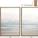 Gardenia Art Framed Coastal Beach Canvas Wall Art Decor Abstract Ocean Landscape Painting Prints Modern Artwork for Living Room Bathroom Bedroom Home Decoration Ready to Hang 16"x24"