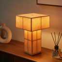 9.1''Mid Century Modern Table Lamp,Handmade Bedside Lamp with Dimmable,Cordless Rechargeable Lamp for Home Decor,LED Ambient Lighting for Nightstand,Living Room,Bedroom,Bulb Included(Yellow)