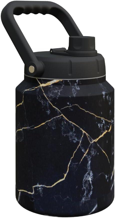 Asobu Mighty Stainless Steel Double Walled Insulated Jug 68 Ounces - Half Gallon (Midnight Marble)