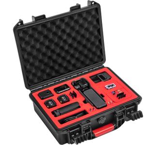 STARTRC OSMO Pocket 3 Hard Case, Multifunctional Portable Waterproof Hard Case for DJI OSMO Pocket 3 Creator Combo Camera Accessories, BLACK AND RED, 1132052B (Medium)