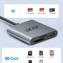 Acer SD 4.0 Card Reader, UHS-II Micro SD Reader USB C, Dual Slot Type C Memory Card Adapter with 100W PD Port for MicroSD SDXC SDHC UHS-II&UHS-I for iPhone 17/16/15, MacBook Neo/Pro/Air, Laptop(Grey)
