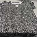 onlypuff Womens Tops Short Sleeve Cute Summer Clothes Pleated Plus Size Front Dressy Casual Blouses DenseBlack Floral XL