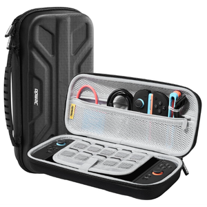 JEMDO Carrying Case Compatible with Nintendo Switch 2 (2025) – Black Slim Hard Shell with Game Card Storage, Fits Console with Attached Controllers, Mecha-Inspired Travel Bag, Gifts for Kids & Gamers