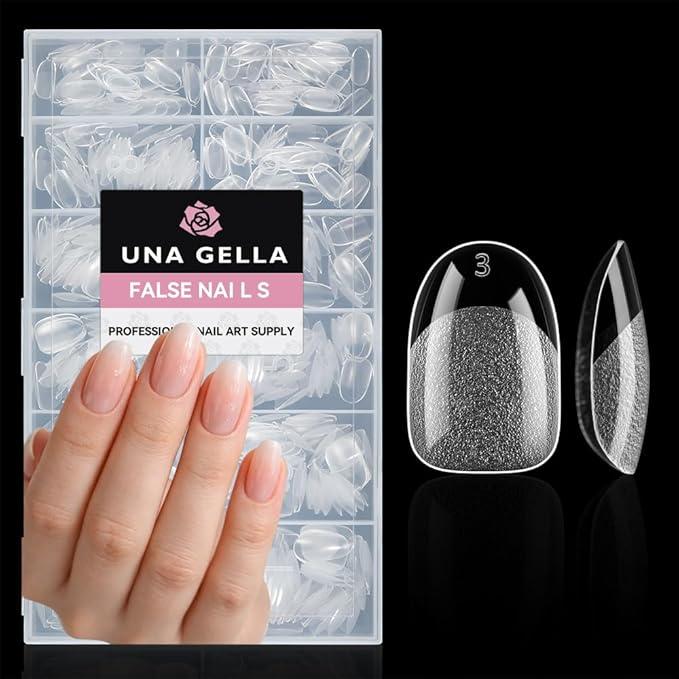 UNA GELLA Short Square Gel Nail Tips 216pcs Short Square Press on Nails PreShape Fake Nails for Full Cover Acrylic Nails False Nails for Nail Extension Home DIY Nail Salon 12 Sizes Gelly Tips