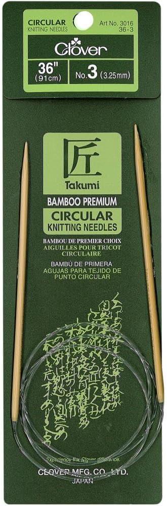 Clover Takumi Bamboo Circular Knitting Needle 36-Inch Size 3