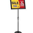 BURFERLY Sign Stands for Display, 8.5 x 11 Inches Adjustable Sign Holder Stand, Floor Sign Standing Display Snap Open Sign Frame for Vertical & Horizontal View Displayed Poster Holder (1 Pack Square)