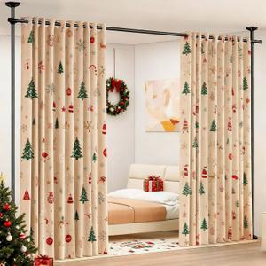 Room Divider Curtain Rod, No Drilling Room Separator for Space Partition Adjustable 4-10ft(H) 28-70inch(W) Heavy Duty Temporary Wall Divider Floor to Ceiling Tension Rod, Black